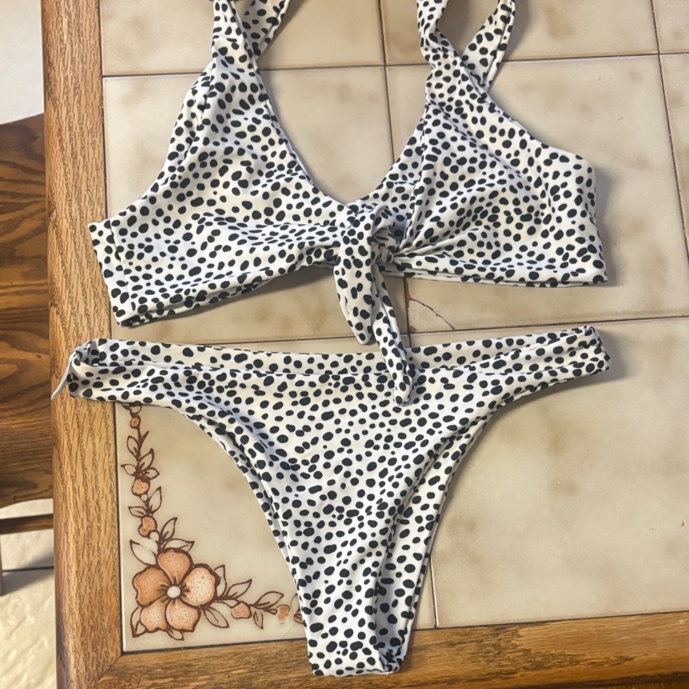 SHEIN Black and White Polka Dot Bikini